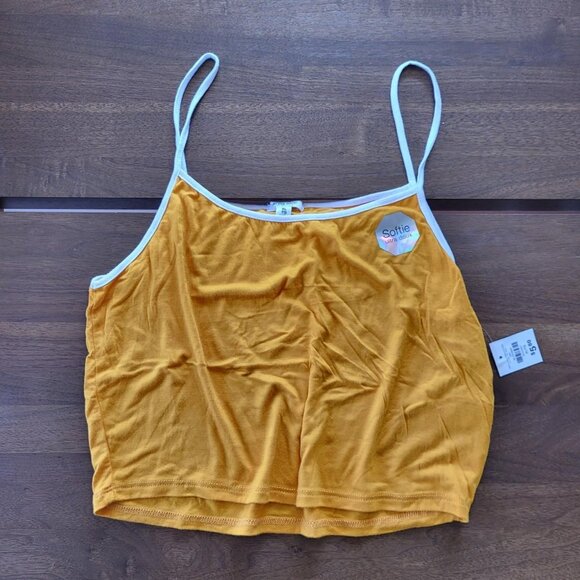 Yellow and white Fitted Crop Camisole Top - Picture 1 of 3
